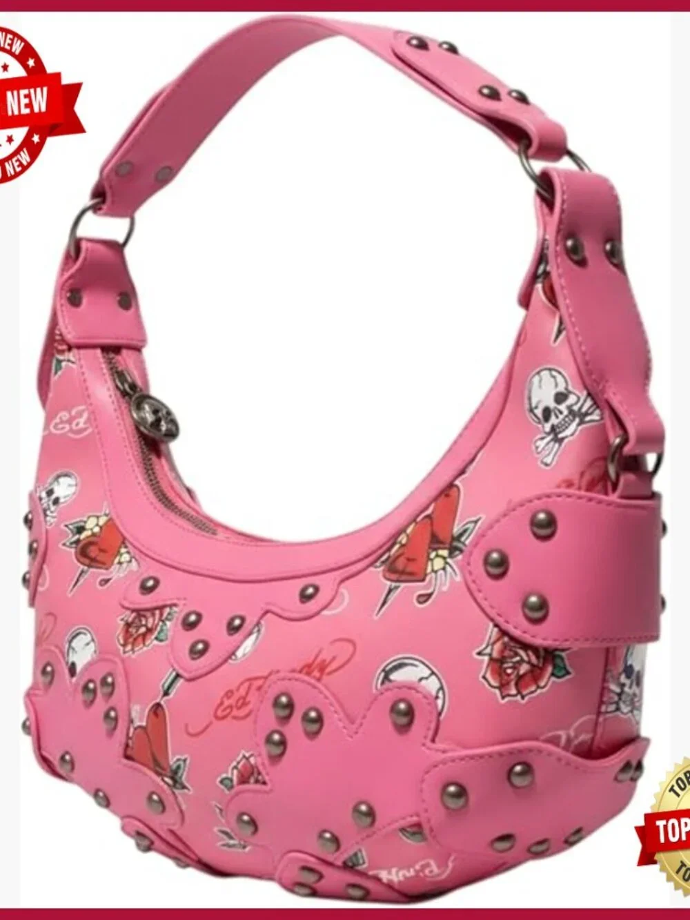 Applique Hobo Bag with Charms & Studs